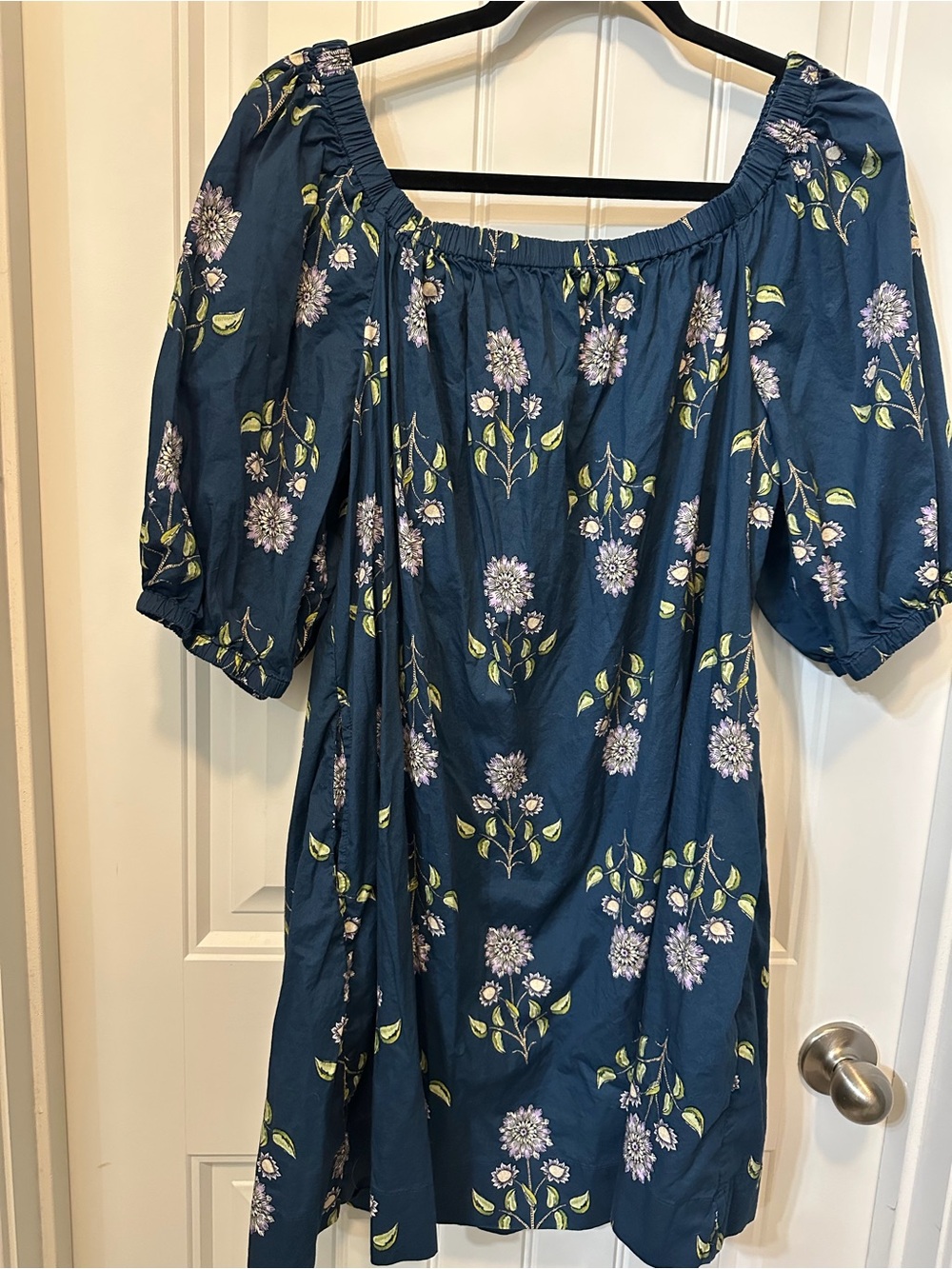 Old Navy Navy Blue Floral Off-Shoulder Mini Dress
